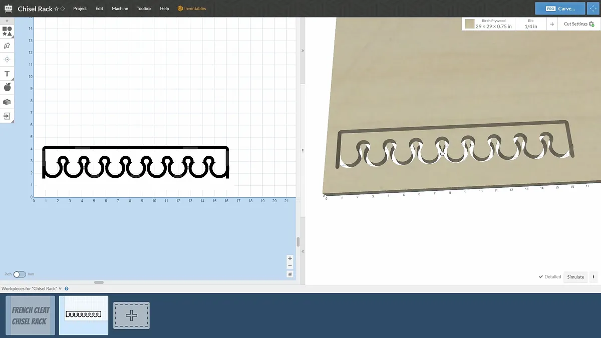 Wall Mounted Chisel Rack With Built In Stand — Create Parts In Easel Software (image 2)