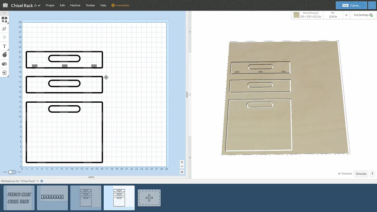 Wall Mounted Chisel Rack With Built In Stand — Create Parts In Easel Software (image 5)