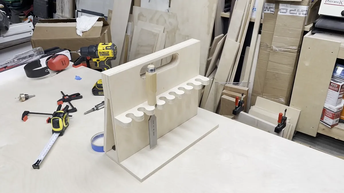 Wall Mounted Chisel Rack With Built In Stand — Attach Chisel Support To Back (image 5)