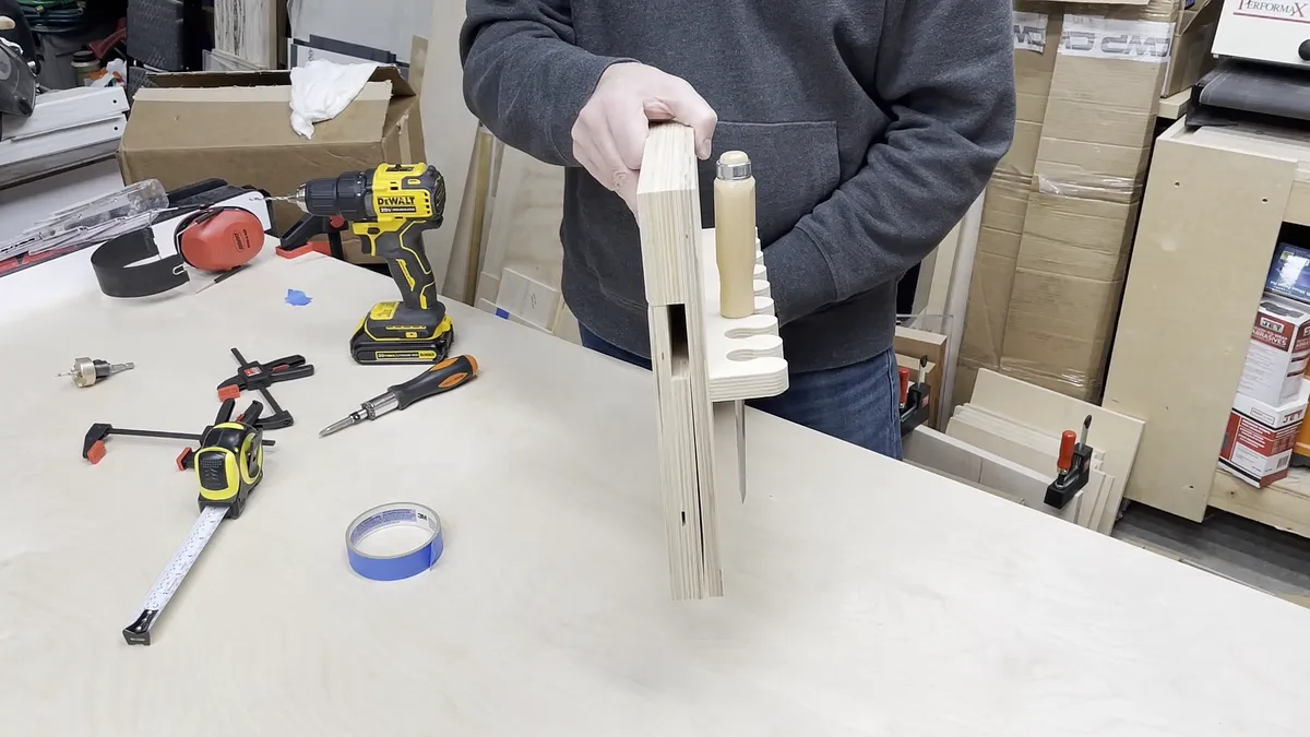 Wall Mounted Chisel Rack With Built In Stand — Attach Chisel Support To Back (image 6)