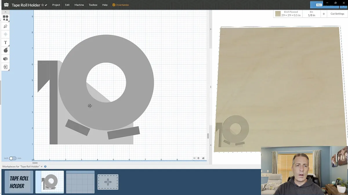 Tape Roll Holder with Hidden Shelf — Create Parts In Easel Pro Software
