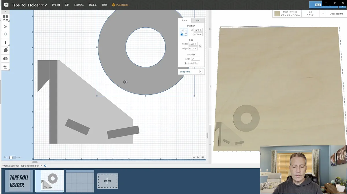 Tape Roll Holder with Hidden Shelf — Create Parts In Easel Pro Software (image 2)
