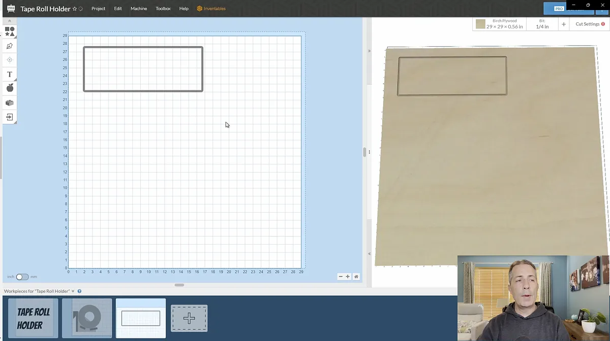 Tape Roll Holder with Hidden Shelf — Create Parts In Easel Pro Software (image 3)