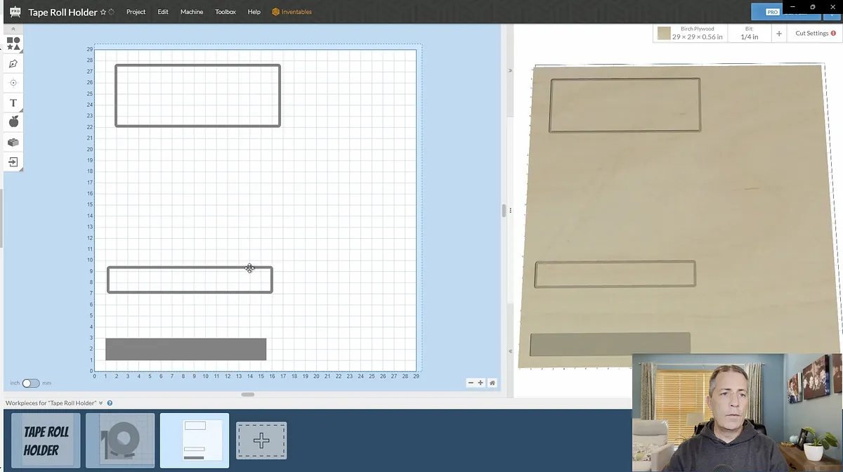 Tape Roll Holder with Hidden Shelf — Create Parts In Easel Pro Software (image 4)