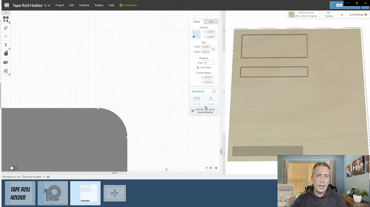 Tape Roll Holder with Hidden Shelf — Create Parts In Easel Pro Software (image 5)