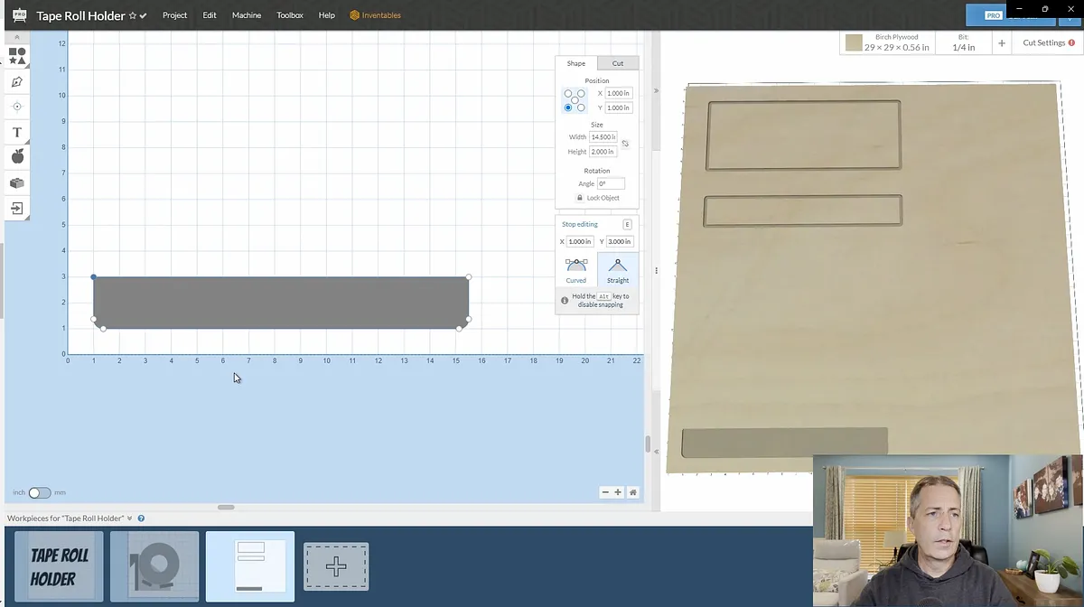Tape Roll Holder with Hidden Shelf — Create Parts In Easel Pro Software (image 6)