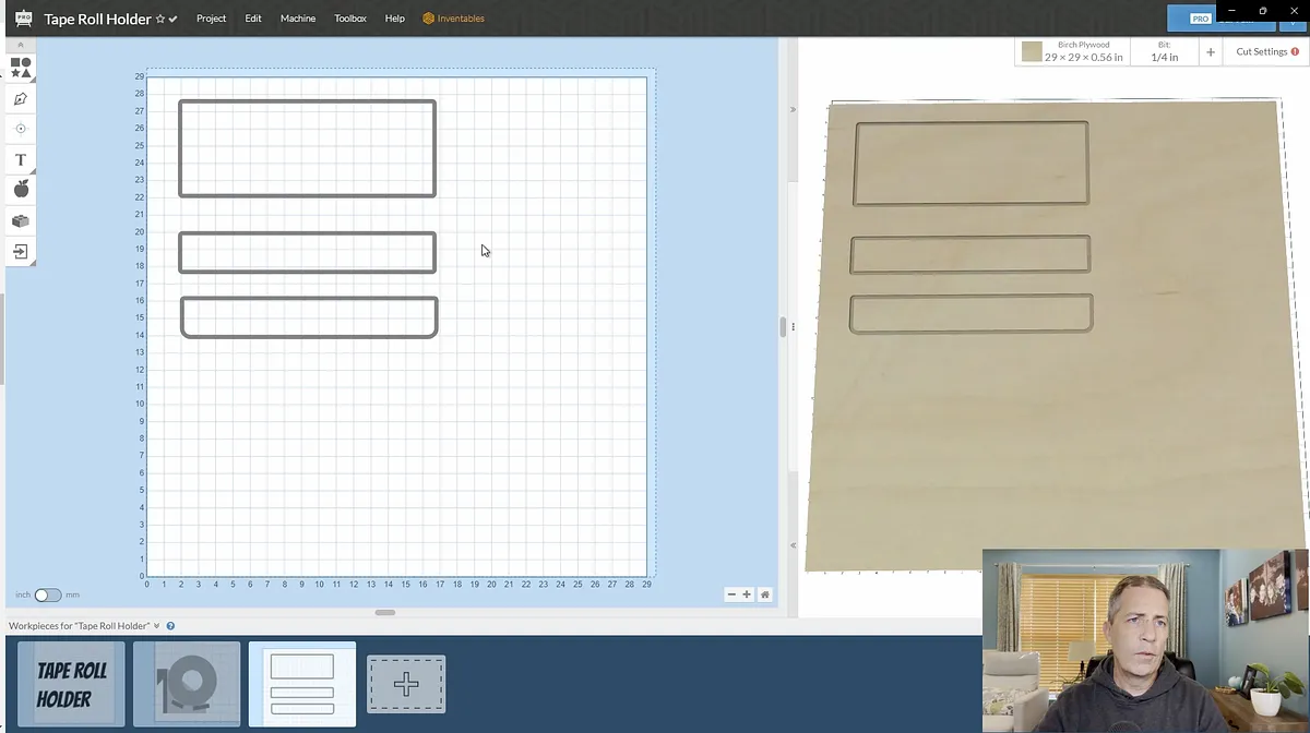 Tape Roll Holder with Hidden Shelf — Create Parts In Easel Pro Software (image 7)