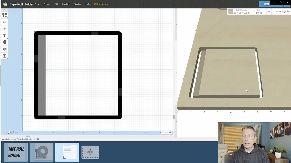 Tape Roll Holder with Hidden Shelf — Create Parts In Easel Pro Software (image 9)