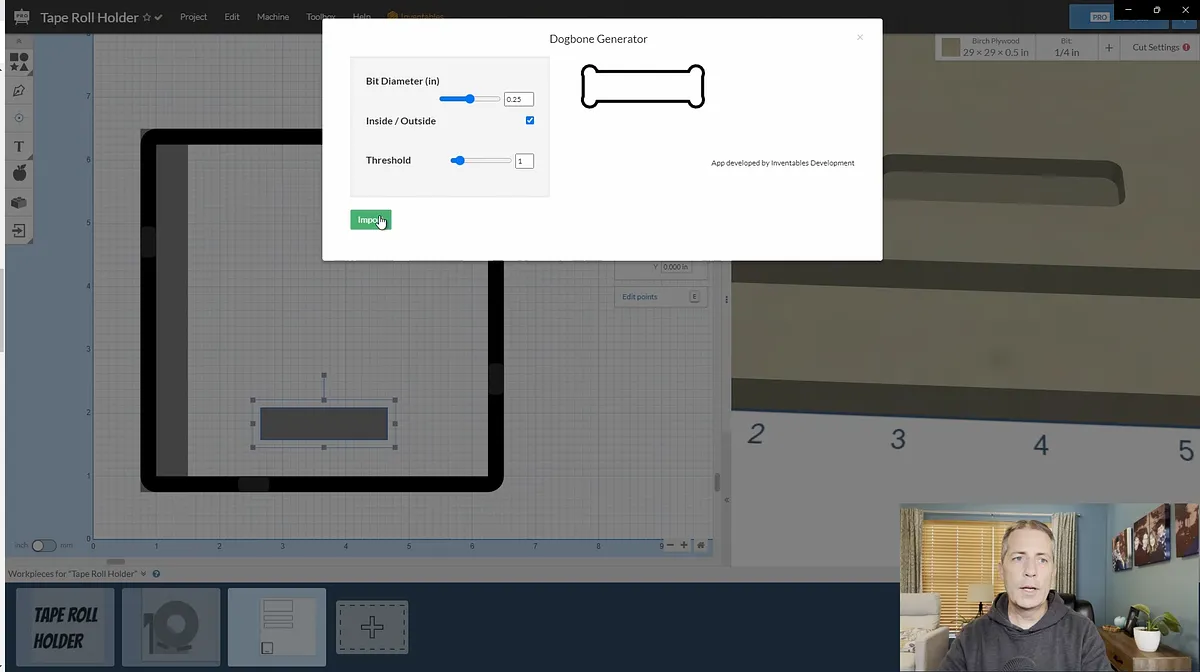 Tape Roll Holder with Hidden Shelf — Create Parts In Easel Pro Software (image 11)
