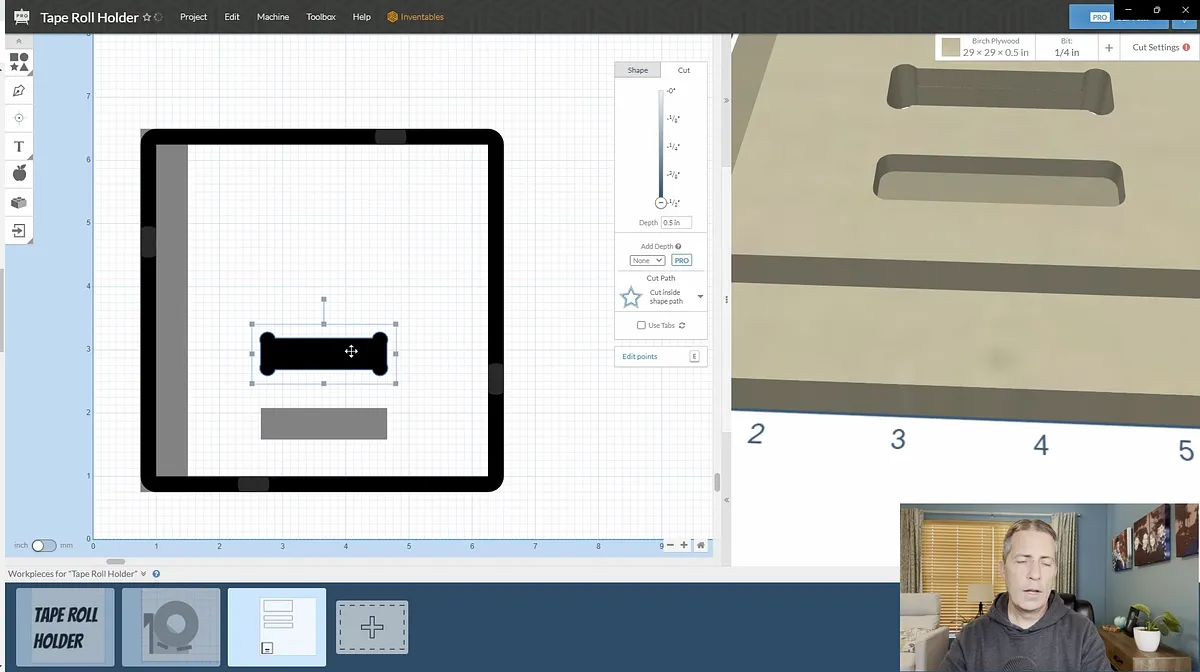 Tape Roll Holder with Hidden Shelf — Create Parts In Easel Pro Software (image 12)