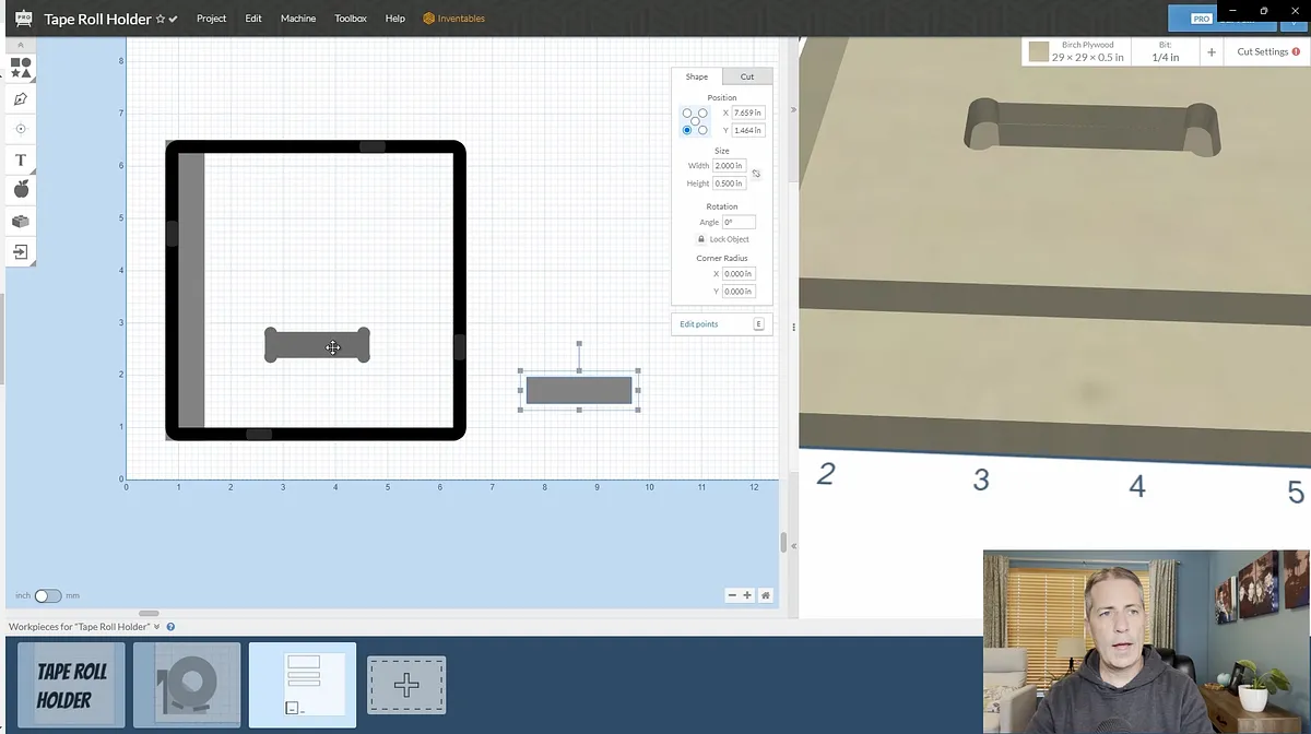 Tape Roll Holder with Hidden Shelf — Create Parts In Easel Pro Software (image 13)