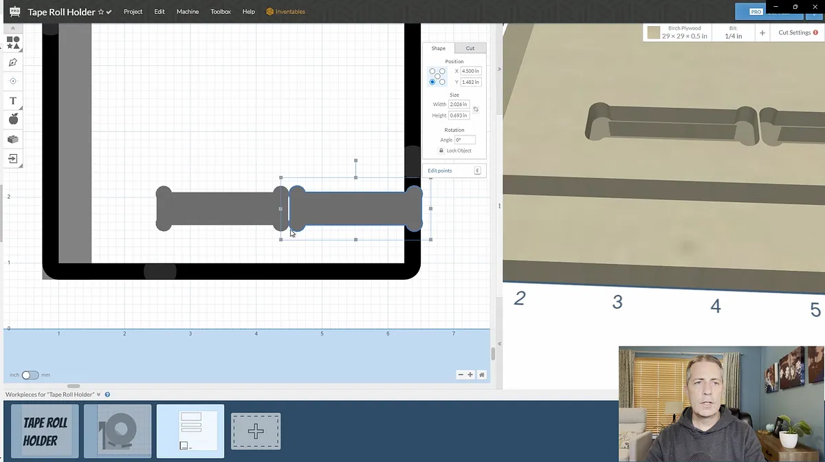 Tape Roll Holder with Hidden Shelf — Create Parts In Easel Pro Software (image 14)