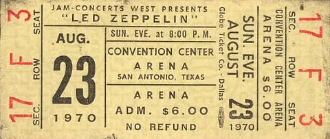Led Zeppelin concert ticket