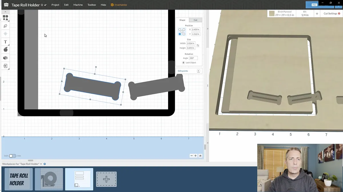 Tape Roll Holder with Hidden Shelf — Create Parts In Easel Pro Software (image 15)