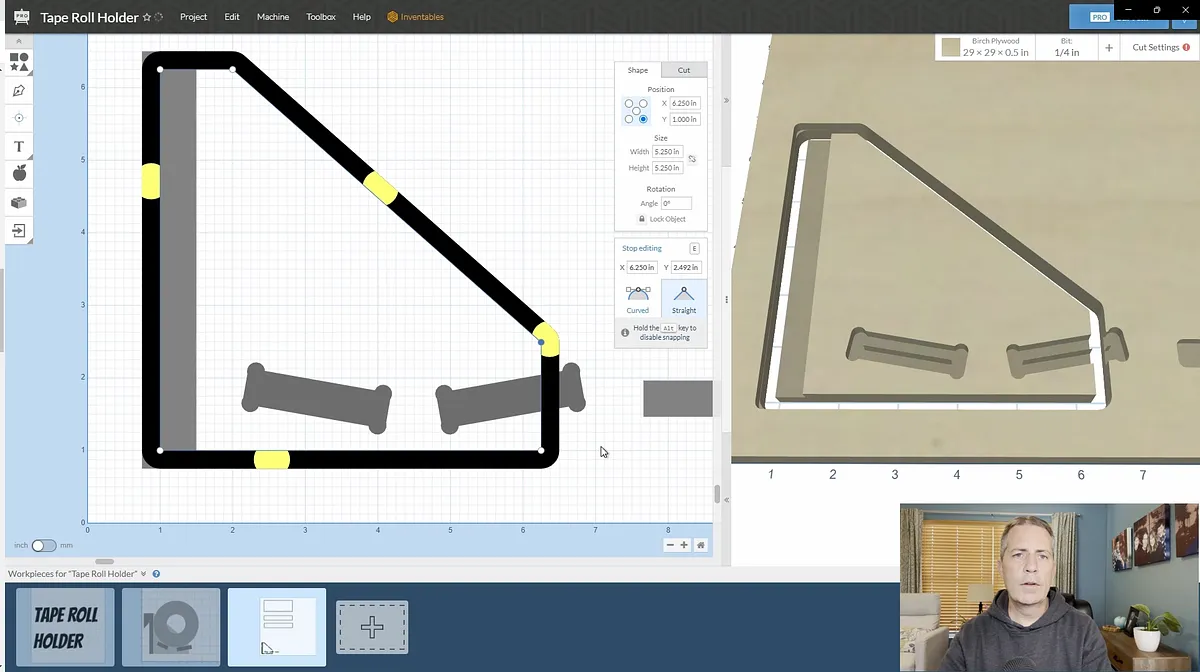 Tape Roll Holder with Hidden Shelf — Create Parts In Easel Pro Software (image 17)