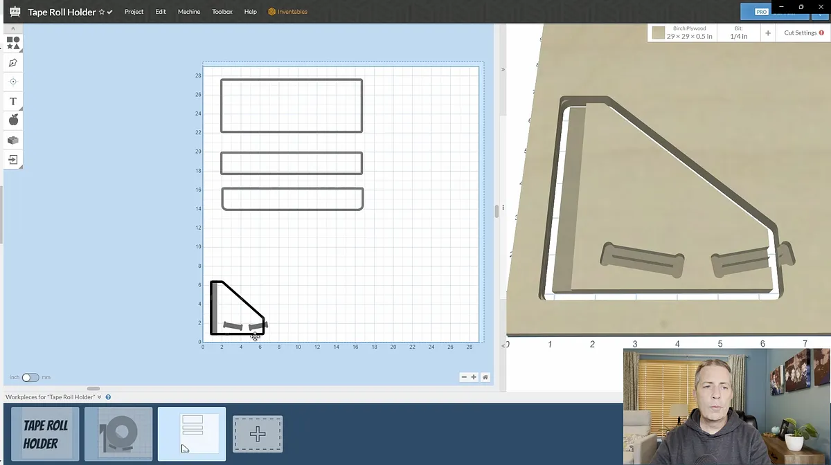 Tape Roll Holder with Hidden Shelf — Create Parts In Easel Pro Software (image 18)