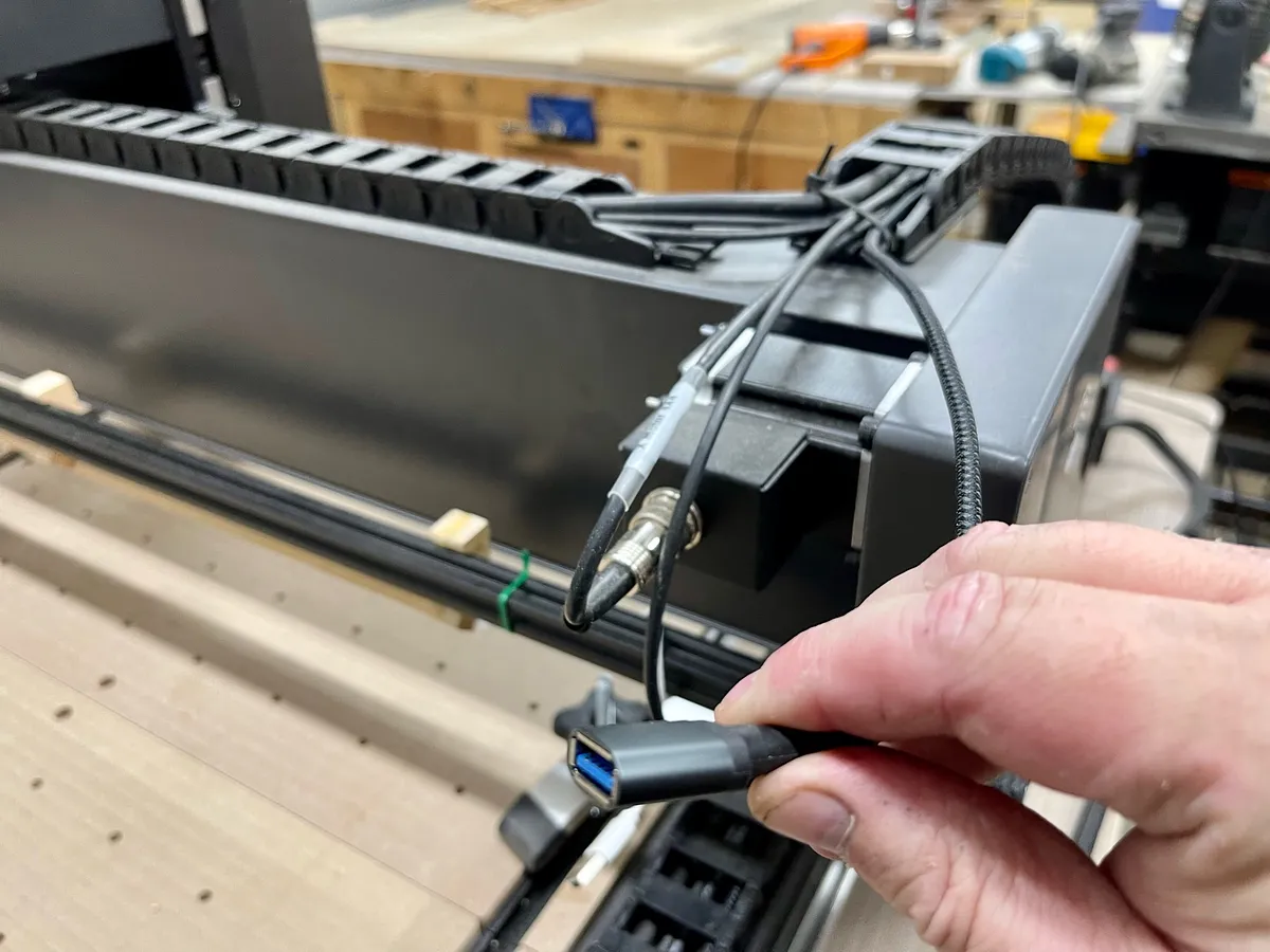 X-Carve Pro Gantry Light Bar — Run USB Extension cable through the drag chain