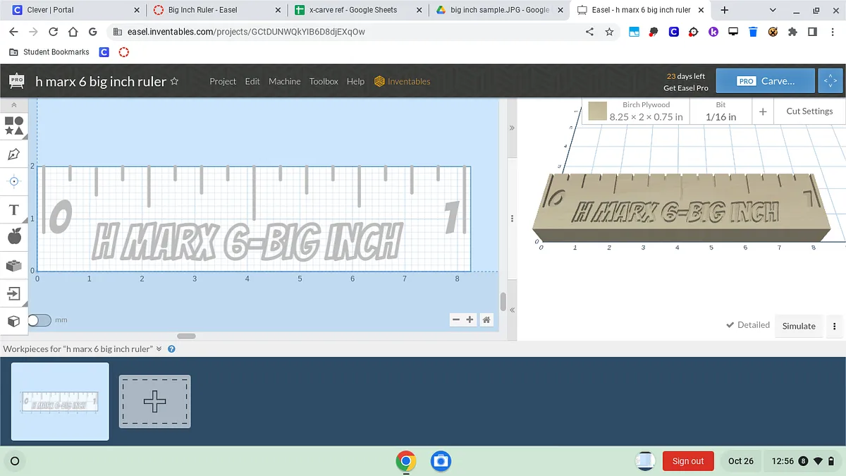 h marx 6 big inch ruler - image 1