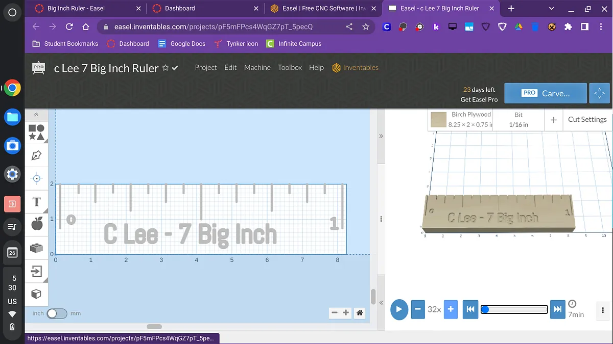 c Lee 7 Big Inch Ruler - image 1