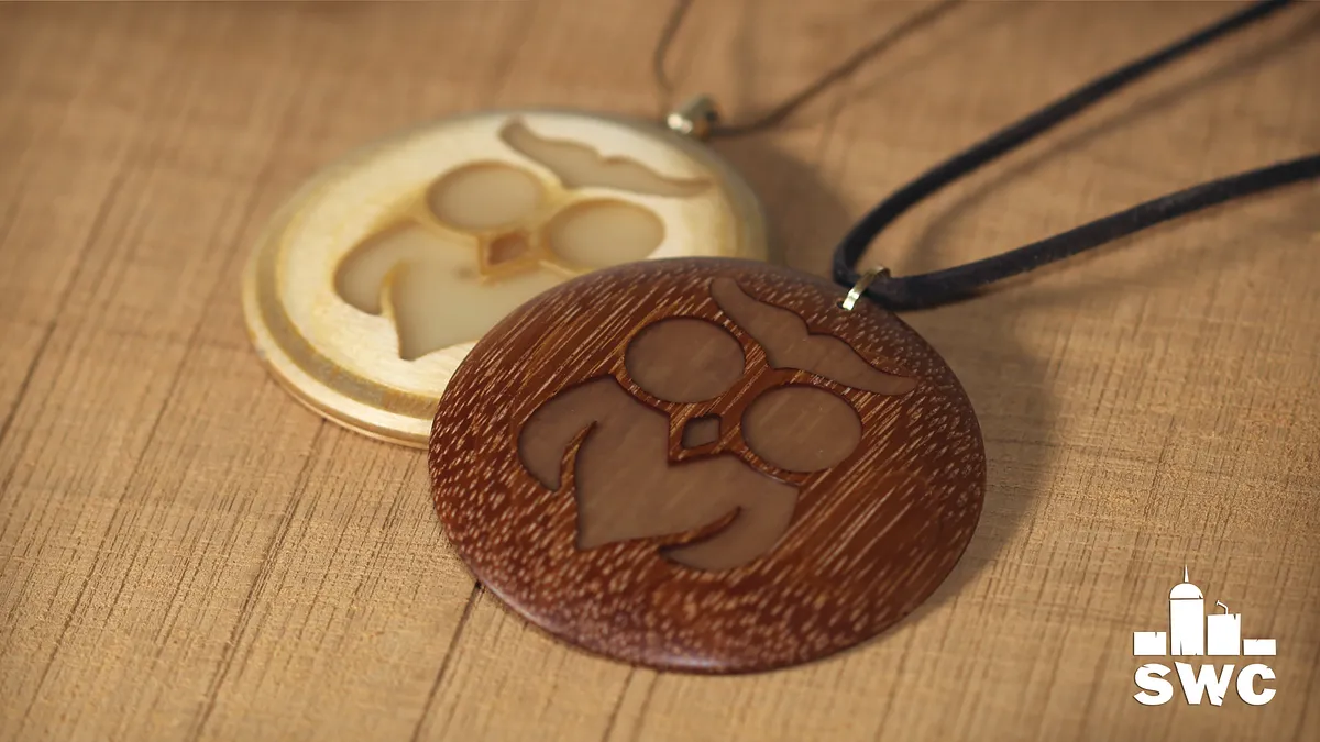 Fluorescent resin and wood pendants - image 1