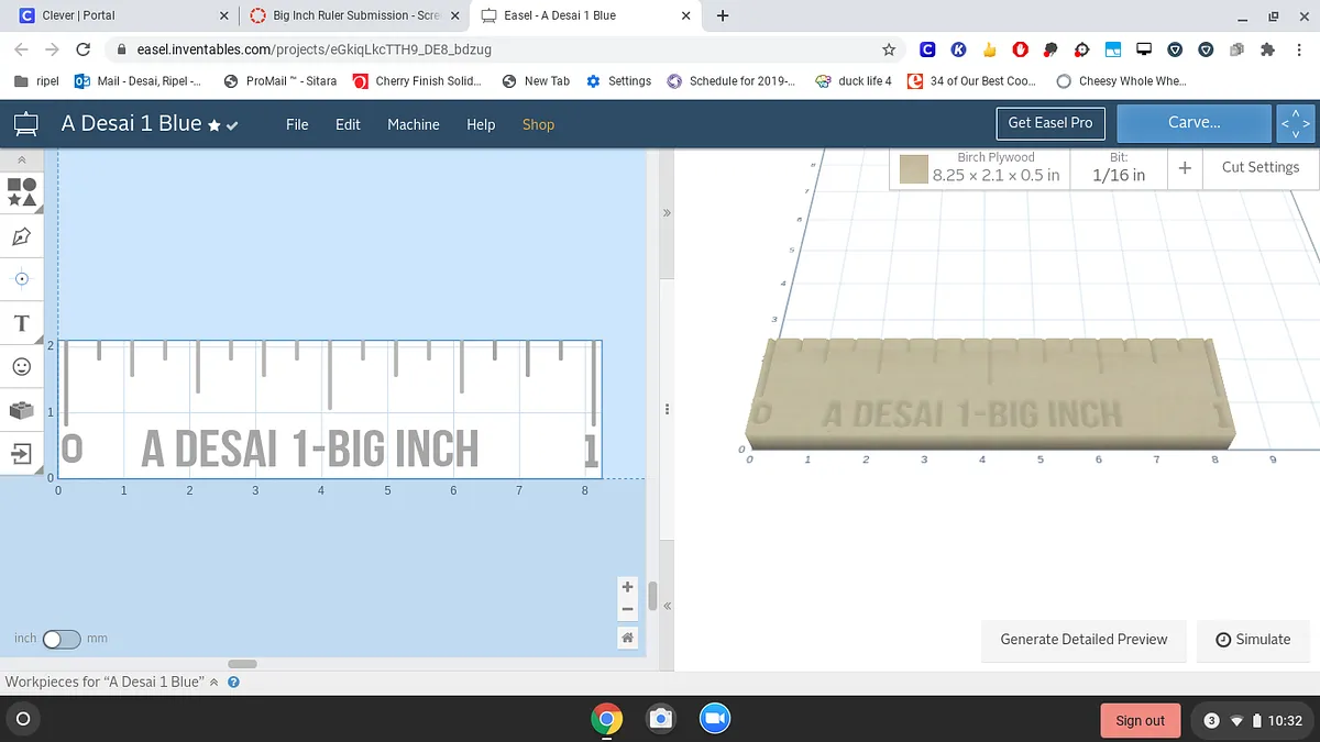 A Desai 1 Blue - Big Inch Ruler - image 1