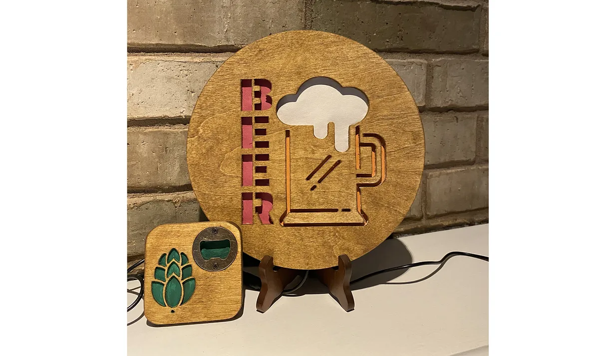 Beer Sign and Matching Coaster/Bottle Opener - image 2
