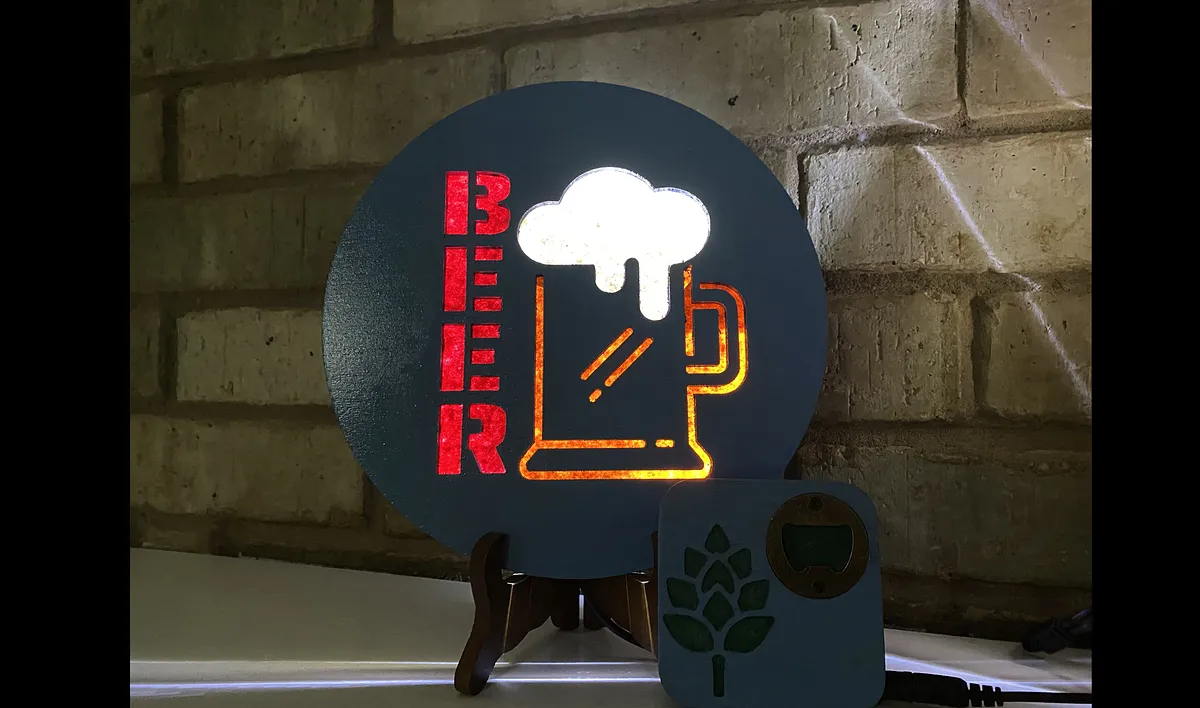 Beer Sign and Matching Coaster/Bottle Opener - image 3