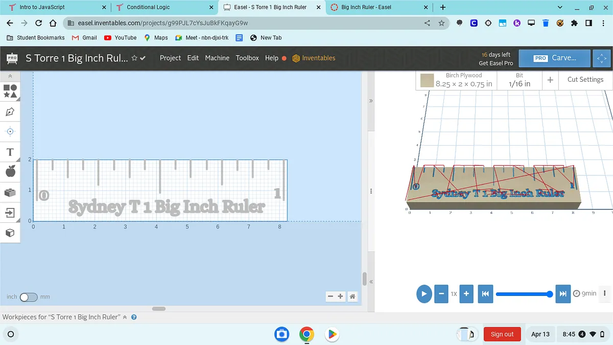 S Torre 1 Big Inch Ruler - image 1