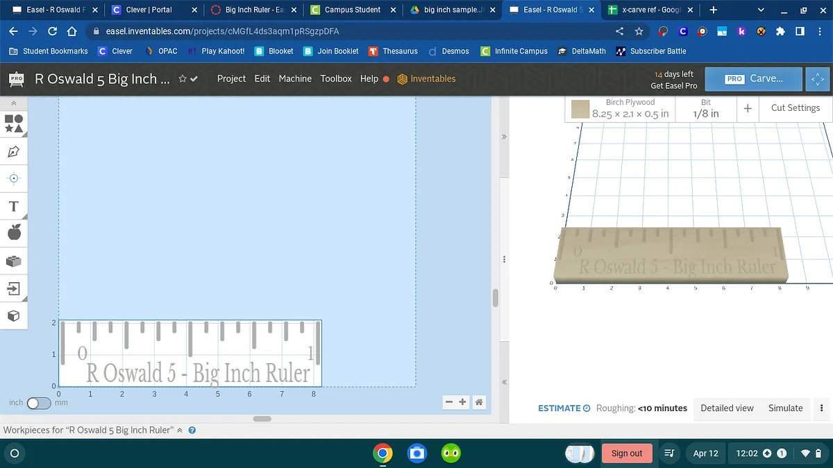 R Oswald 5 Big Inch Ruler - image 1