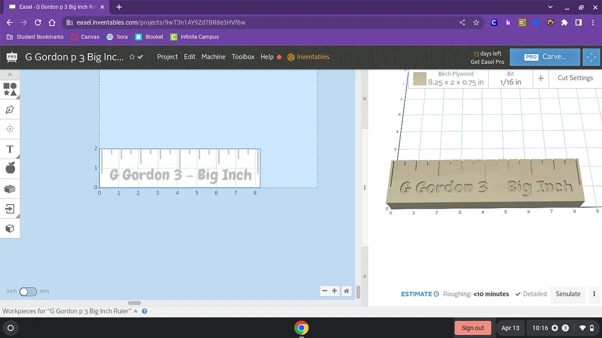 G Gordon p 3 Big Inch Ruler - image 1