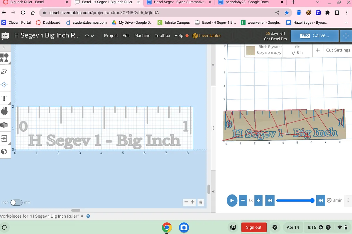 H Segev 1 Big Inch Ruler - image 1