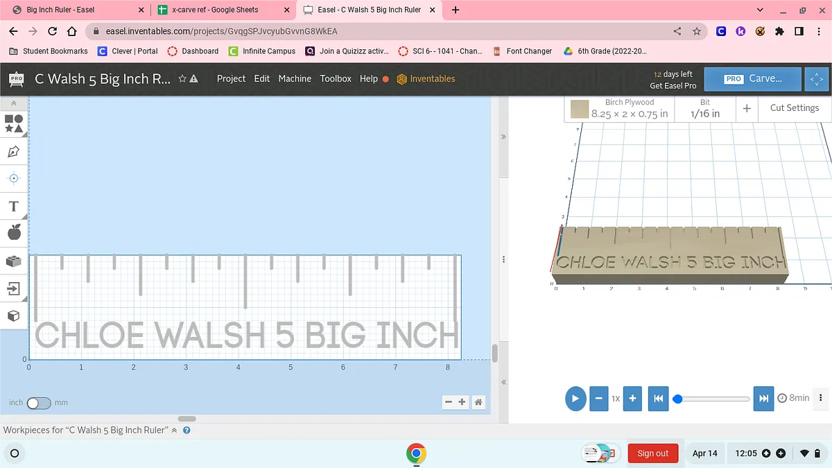 C Walsh 5 Big Inch Ruler - image 1