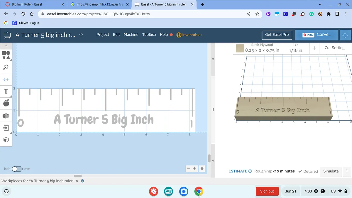 A Turner 5 big inch ruler - image 1