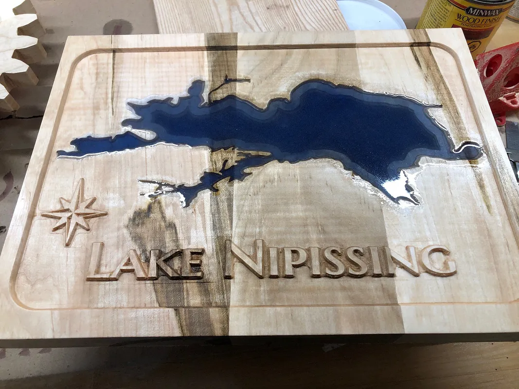 Lake Nipissing Map with Epoxy Resin Fill - image 1
