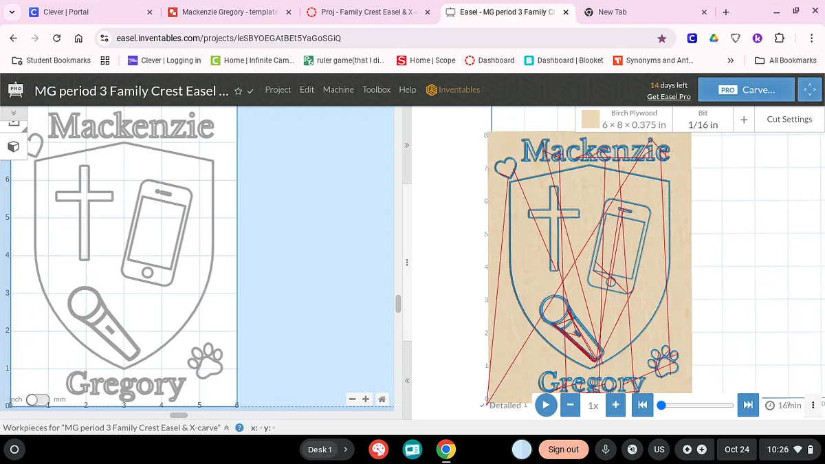 MG period 3 Family Crest  Easel & X-carve - image 1