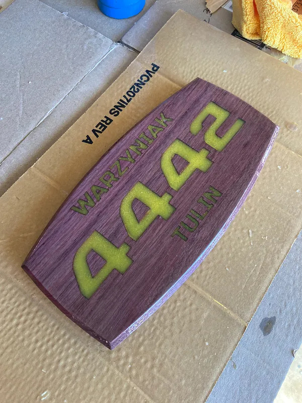 LSU Mailbox Numbers in Purple Heart and Yellow Epoxy Resin - image 1