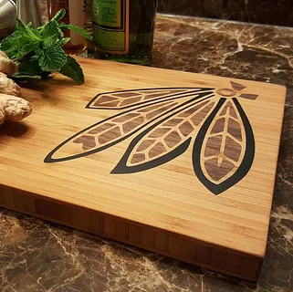 Blackhawks Feather Cutting Board