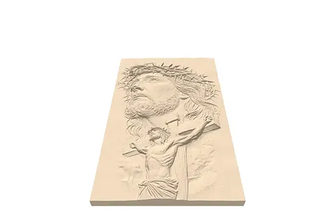 Copy of Copy of Face of Jesus Crucifixion 3D Relief STL  Crown of Thorns Cross Wood Grain Carving Panel (2)