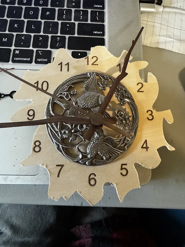 bird clock with metal inlay - image 2
