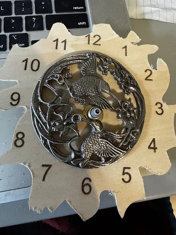 bird clock with metal inlay - image 1